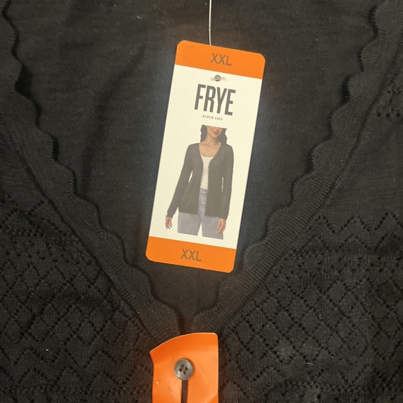 NWT women's Black FRYE Button Cardigan Sweater Size **LARGE** - Picture 2 of 2